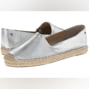 Sam Edelman Lynn Silver Metallic Espadrille Shoes 9.5